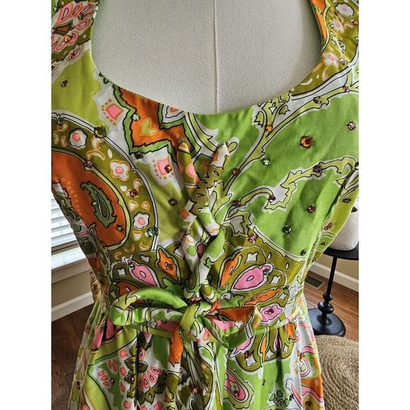 Union Made 1960's Vintage Retro Floral Dress Women's Size 8 Hippie Vibrant - Picture 3 of 11
